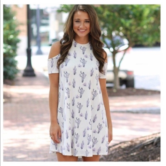 Cold Shoulder Slinky Cactus Dress - Picture 4 of 4